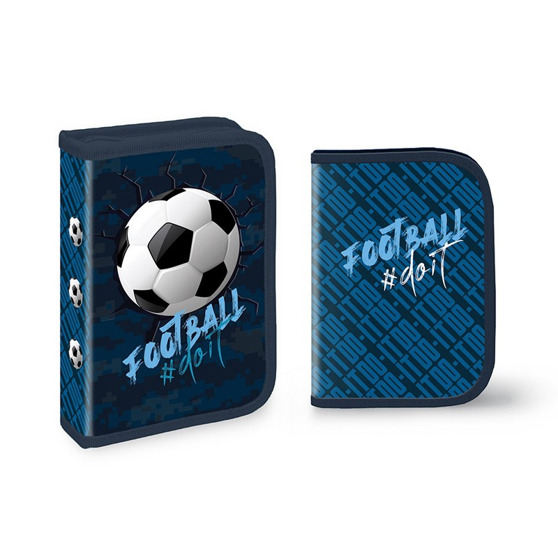 Penar echipat, 30 piese, 1 compartiment cu fermoar, imprimeu fotbal, albastru - imagine 4